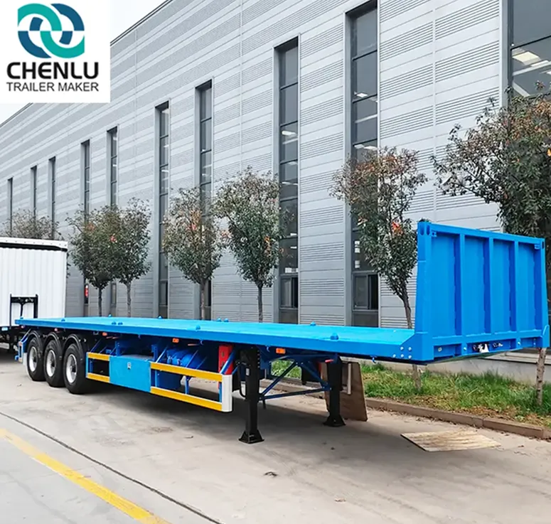 مقطورة نصف مقطورة مسطحة ذات 3 محاور لنقل البضائع