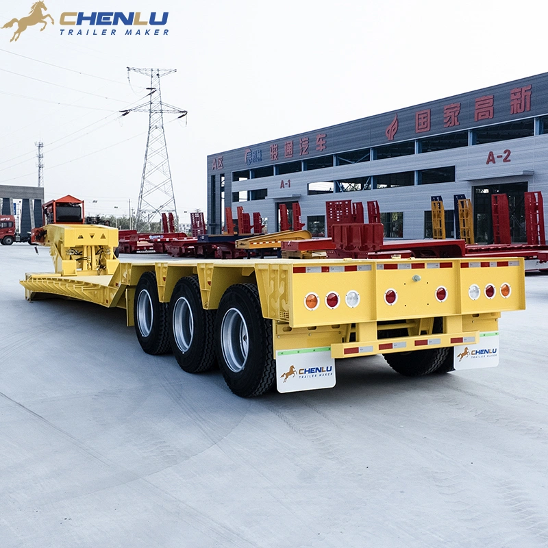Side profile of the 3 axle RGN trailer from gooseneck to rear axles
