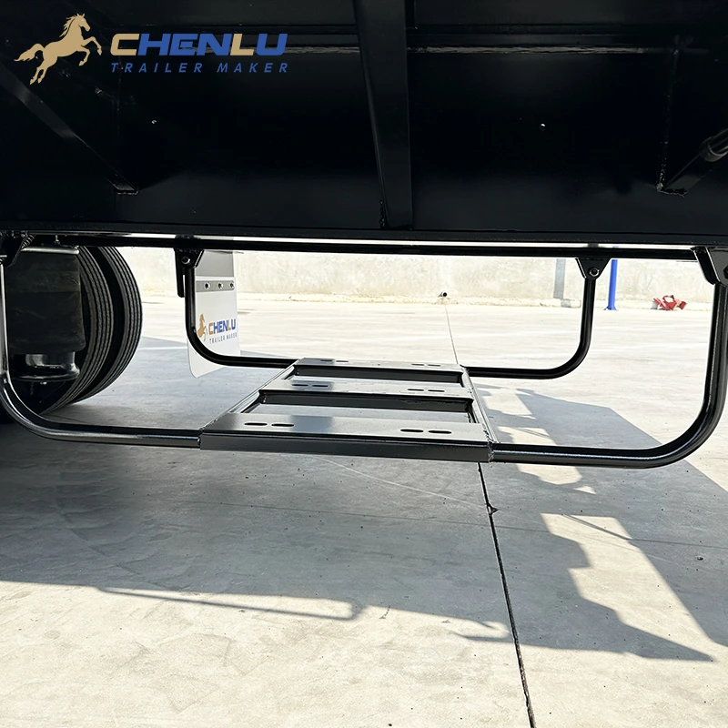 Open storage rack welded beneath the floor of the 5 axle curtain side trailer